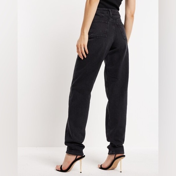 Express Mid Rise Washed Black Pleated Baggy Tapered Jeans 8R - Picture 3 of 8